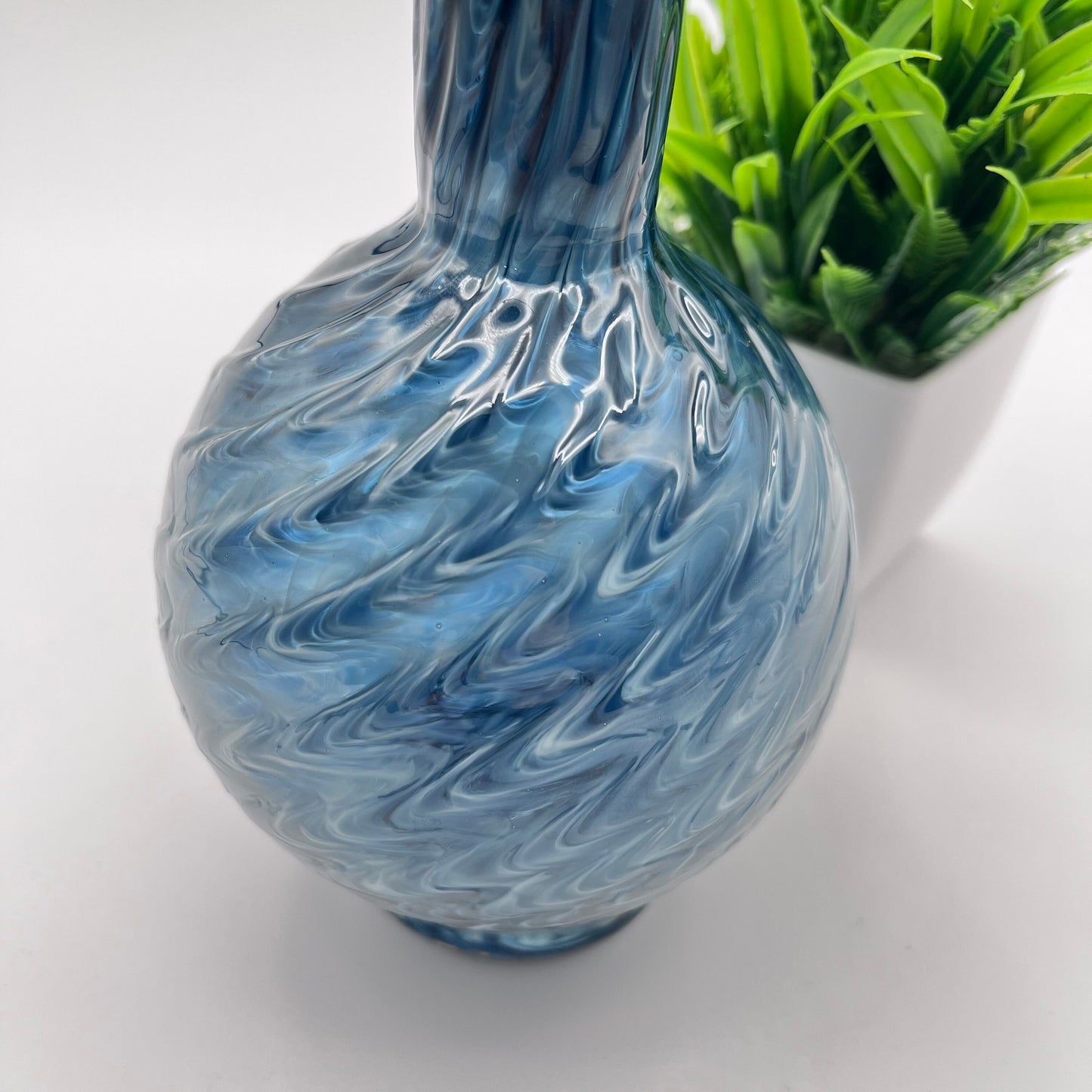 Glass Soap Dispenser Bluestone Marbled Hand Blown