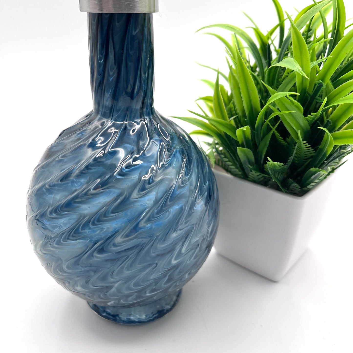 Glass Soap Dispenser Bluestone Marbled Hand Blown