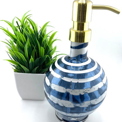 Steel Blue Boho Spiral Soap Dispenser | Vanity Bottle | Ready to Ship