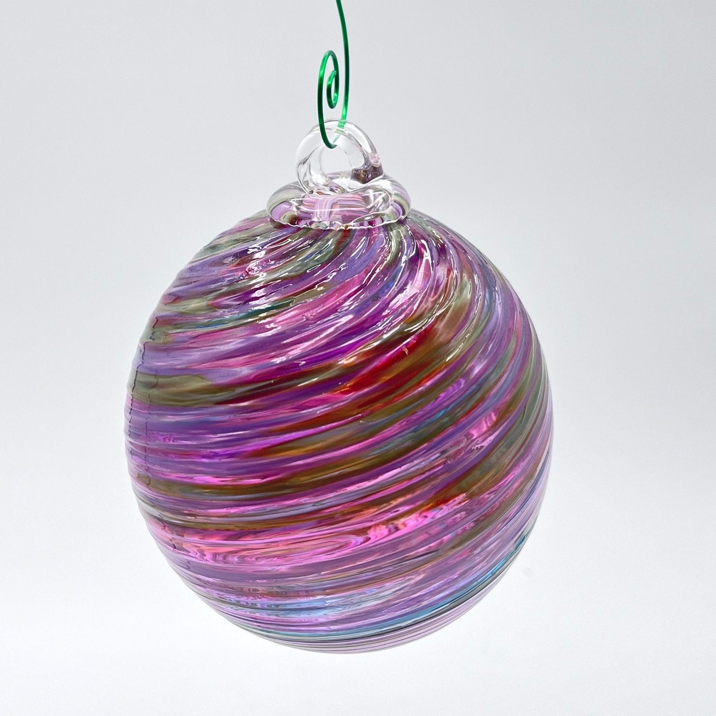 Purpy Spiral Twist Blown Glass Ornament