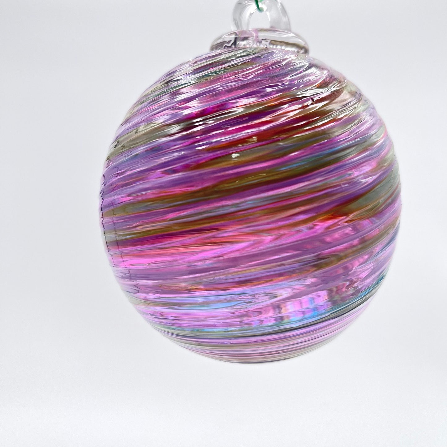 Purpy Spiral Twist Blown Glass Ornament