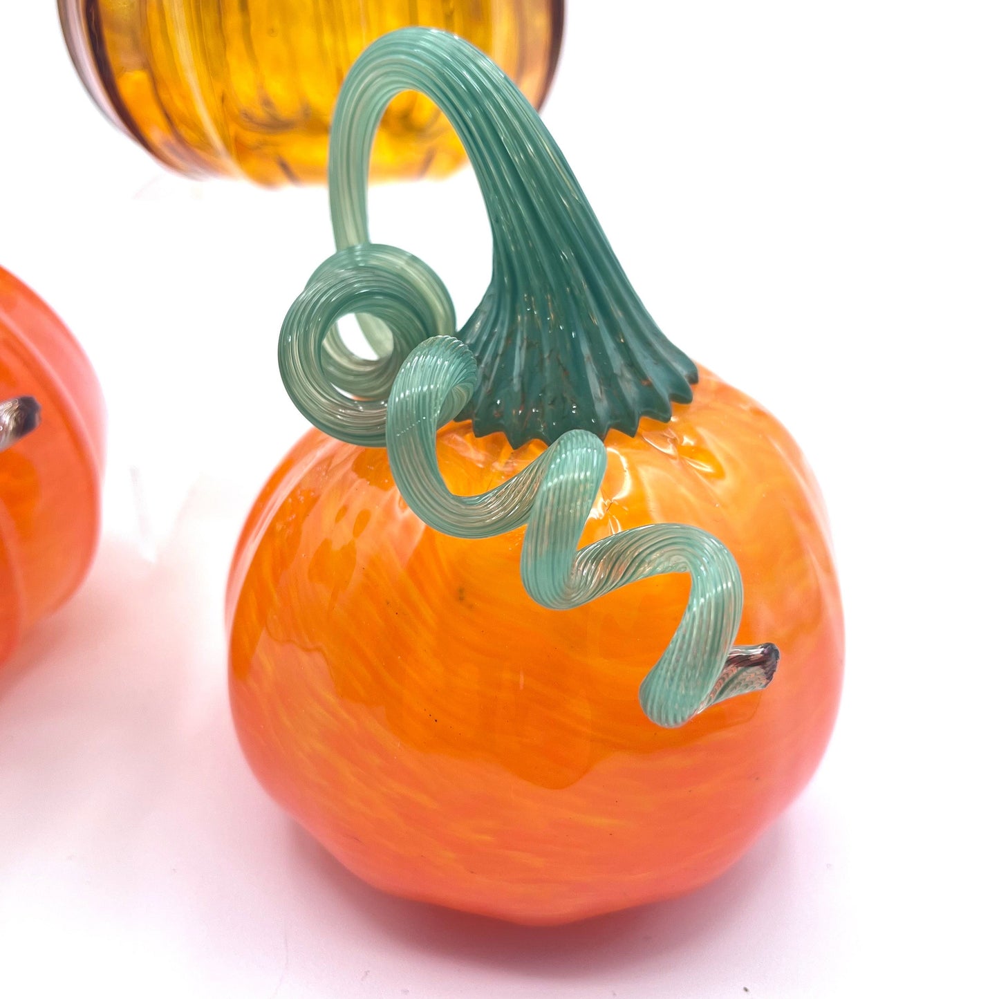 Set of Three Hand Blown Glass Pumpkins- Ready to Ship