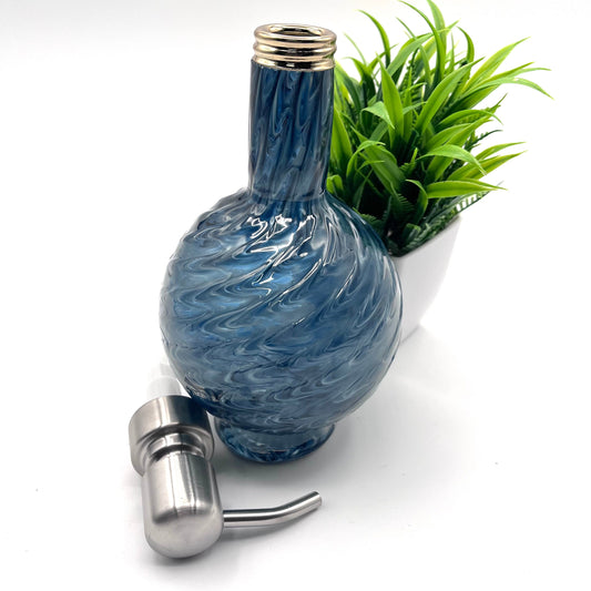 Glass Soap Dispenser Bluestone Marbled Hand Blown