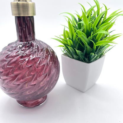 Deep Plum Marbled Hand Blown Glass Soap Dispenser
