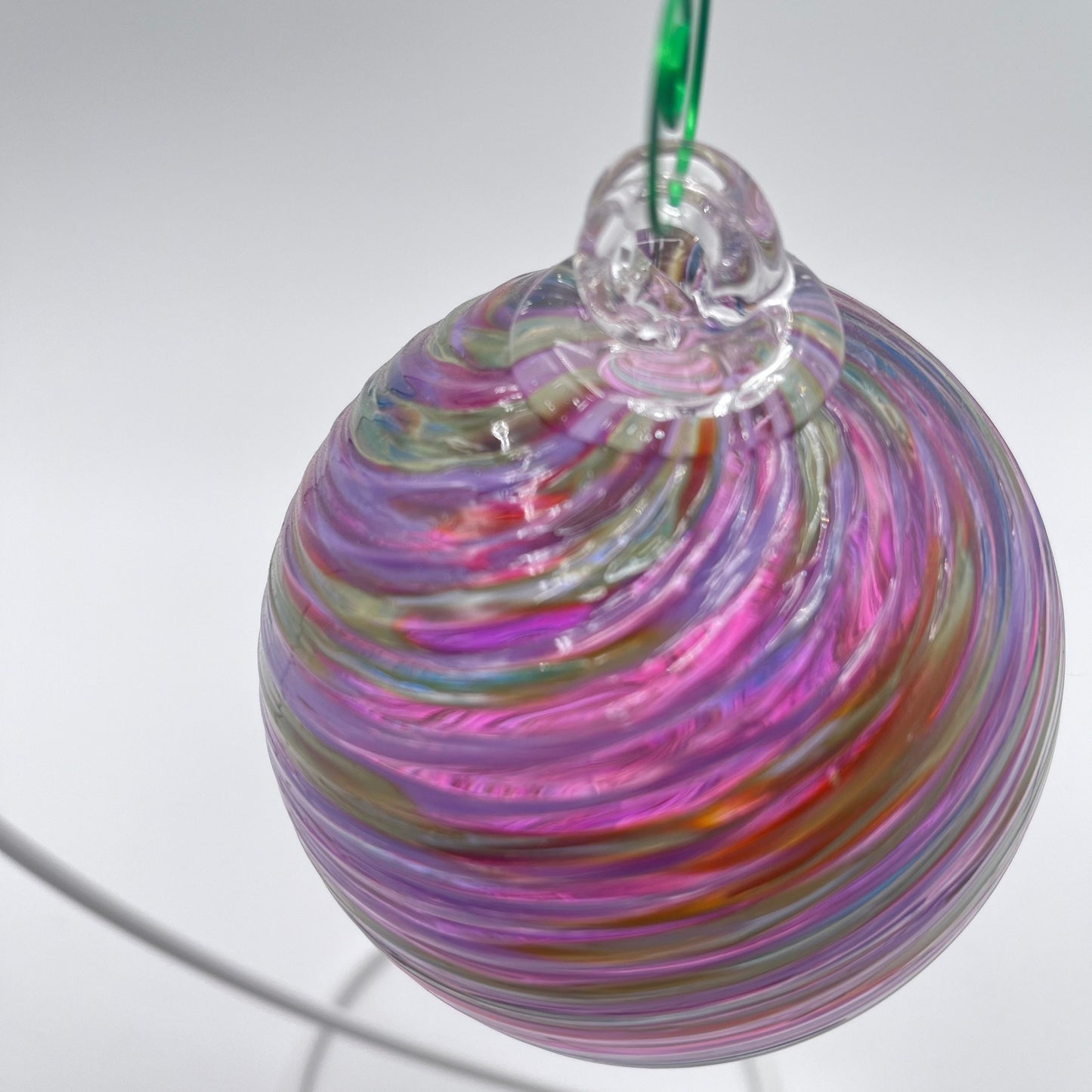 Purpy Spiral Twist Blown Glass Ornament
