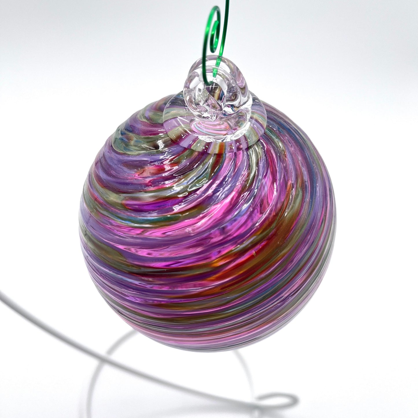 Purpy Spiral Twist Blown Glass Ornament