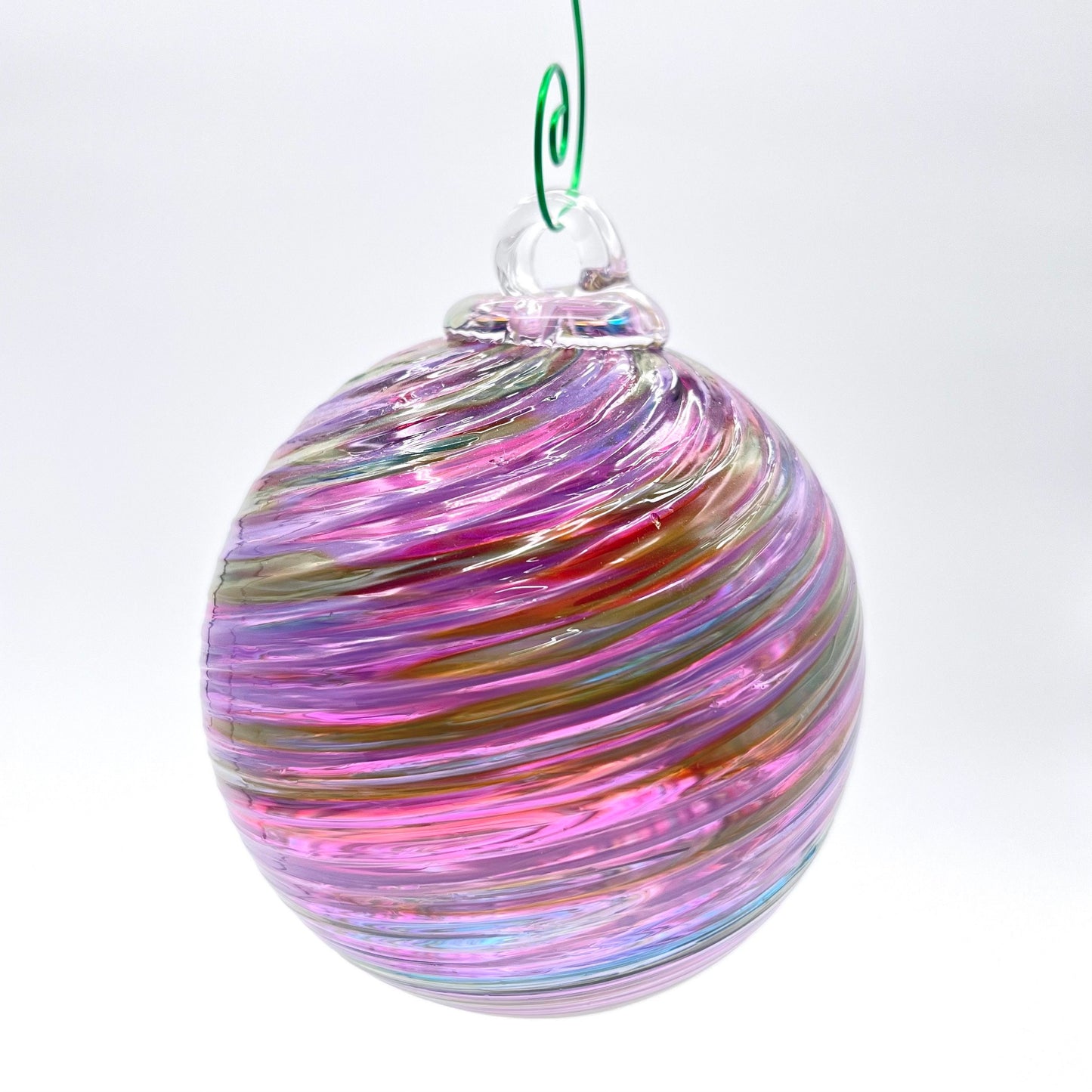 Purpy Spiral Twist Blown Glass Ornament