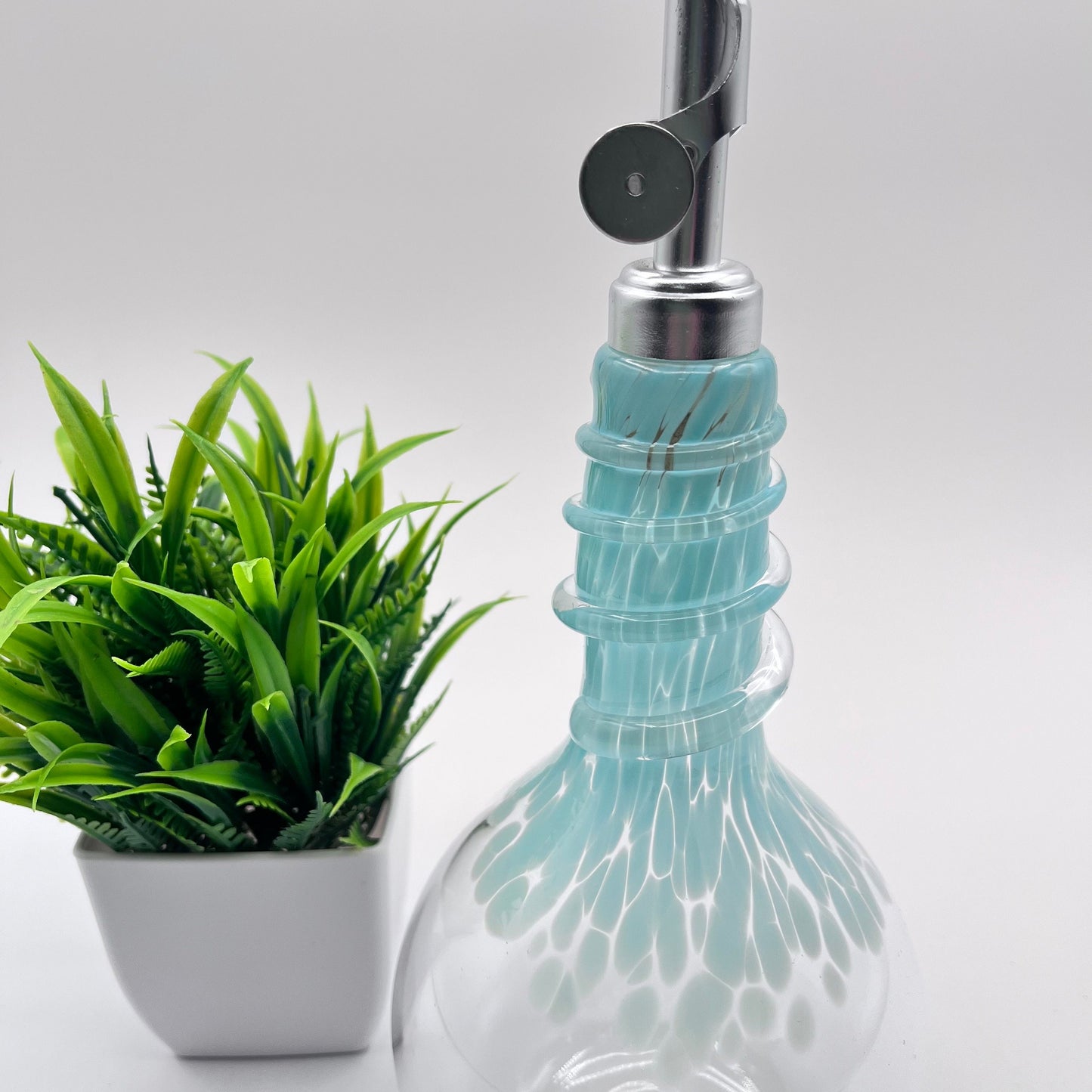 Celadon Oil & Vinegar Spiral Neck Drizzler Cruet Bottle