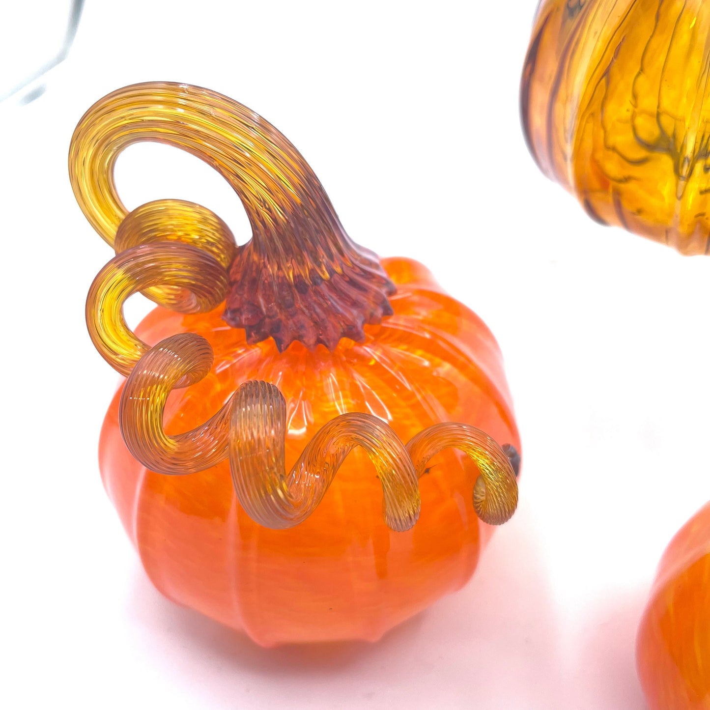 Set of Three Hand Blown Glass Pumpkins- Ready to Ship