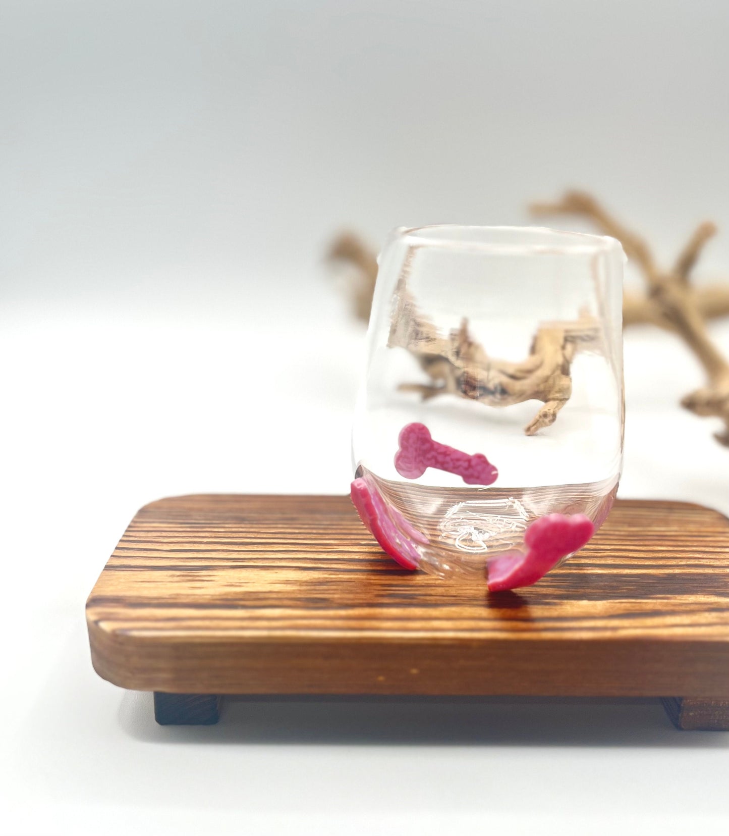 Hand Blown Stemless Wine Glass Dick Cup | Bachelorette |Bachelor | Party Favor