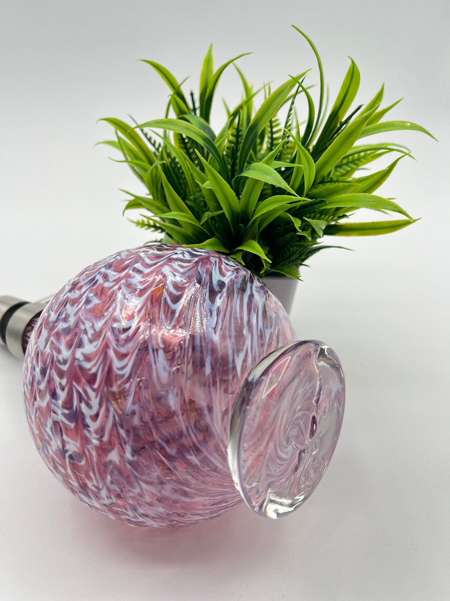 Ruby/Amethyst Mix Marbled Hand Blown Glass Soap Dispenser
