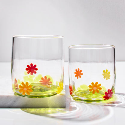 Hand Blown Whiskey Glasses | Flower Power | Made in Rhode Island.