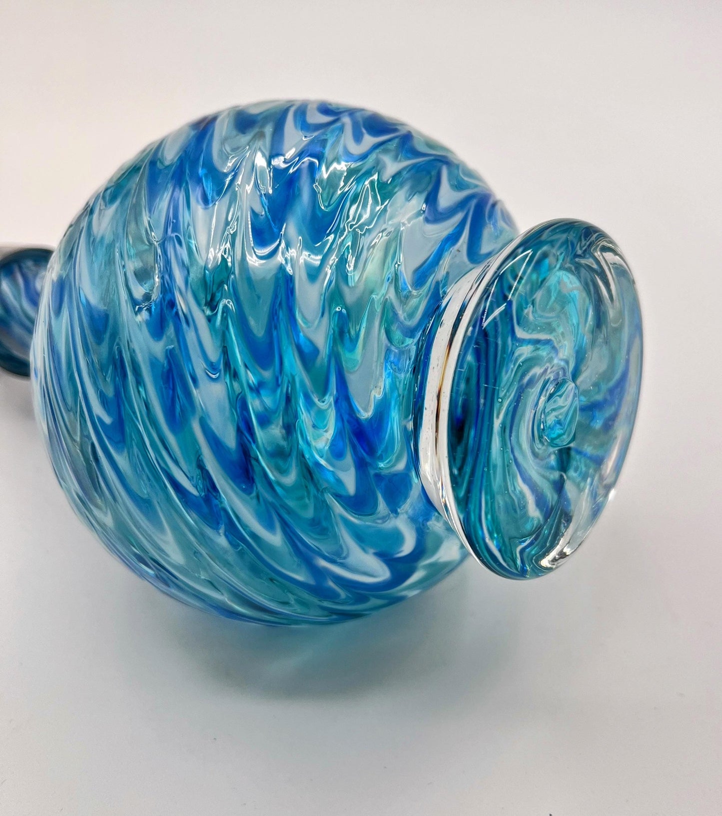 Ocean Waves Blue Mix Marbled Hand Blown Glass Soap Dispenser