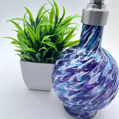 Aqua/Hyacinth Marbled Hand Blown Glass Soap Dispenser
