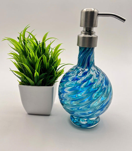 Ocean Mist Marbled Glass Soap Dispenser