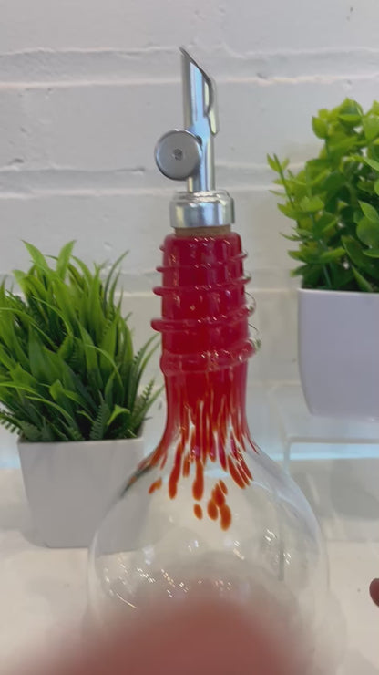 Red Spiral Oil & Vinegar Drizzler Bottles