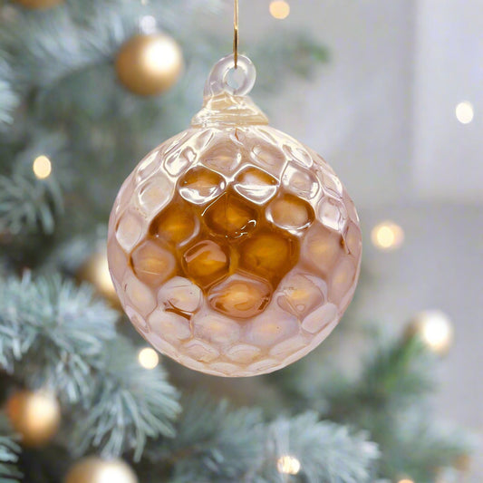 Vanilla Gold Diamond Blown Glass Ornament