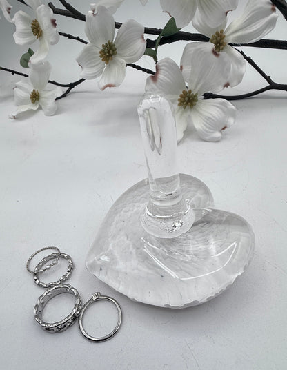 blown glass ring holder with rings